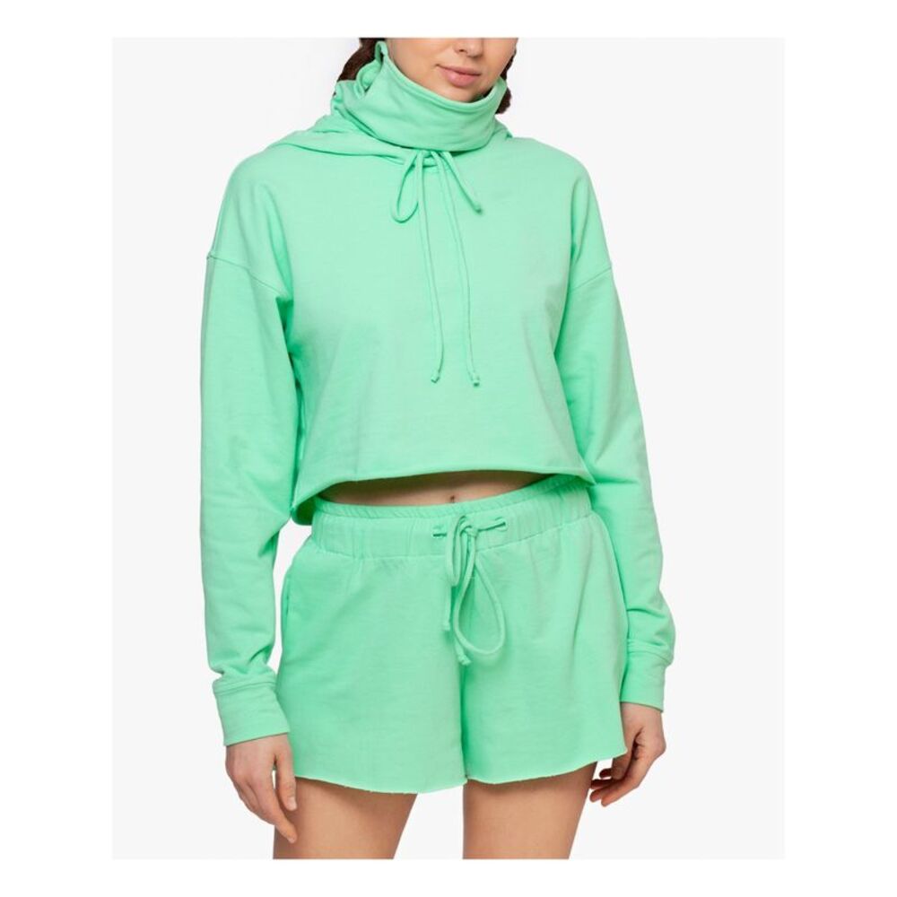 NWT BAM BY BETSY & ADAM Womens Green Stretch Long Sleeve Hoodie Top M